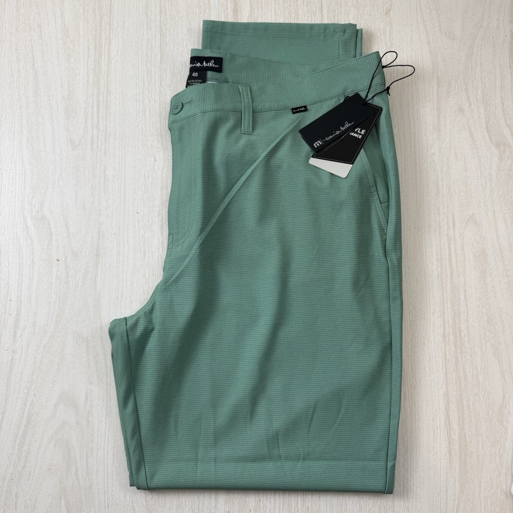 Travis Mathew Gyoza Pants Mens 40x32 Green Stripes Golf Performance NEW W/Tags